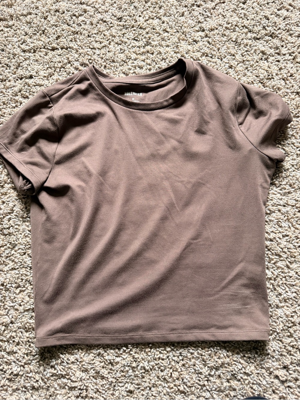 Hollister Women’s Brown Short Sleeve Cropped Tee